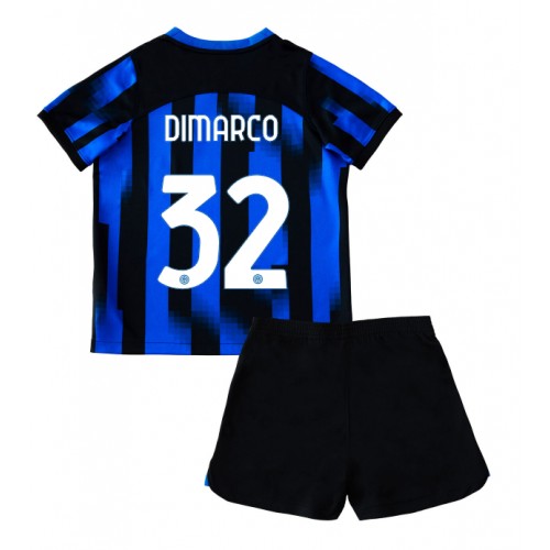 Fotbalové Dres Inter Milan Federico Dimarco #32 Dětské Domácí 2023-24 Krátký Rukáv (+ trenýrky)